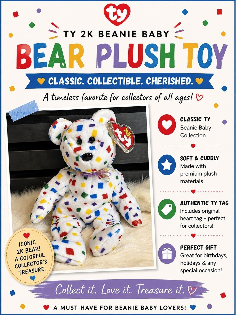 Ty 2K Beanie Baby Bear Plush Toy